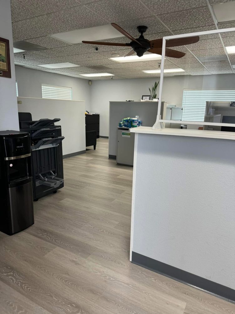 Clean office reception area